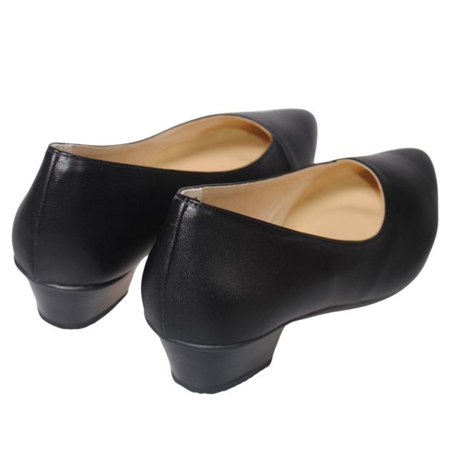 【靴のHOSHIKAWA】  『NINE DI NINE 8185』 ナインディナイン パンプス 21.5cm〜24.5cm EEE ブラック レディース ローヒール ビジネス 国産 天然皮革