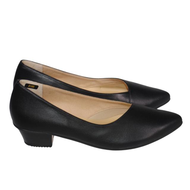 【靴のHOSHIKAWA】  『NINE DI NINE 8185』 ナインディナイン パンプス 21.5cm〜24.5cm EEE ブラック レディース ローヒール ビジネス 国産 天然皮革