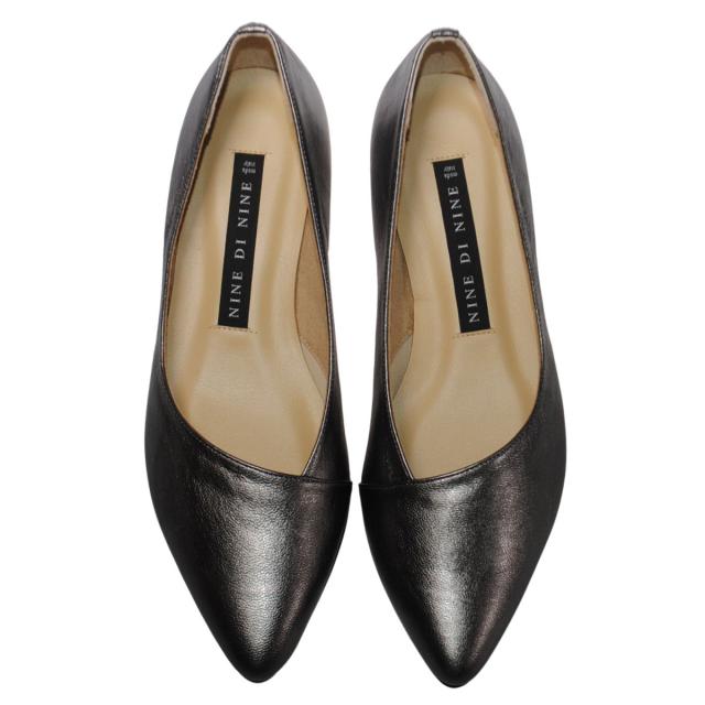 【靴のHOSHIKAWA】  『NINE DI NINE 8185』 ナインディナイン パンプス 21.5cm〜24.5cm EEE Dシルバー レディース ローヒール ビジネス 国産 天然皮革