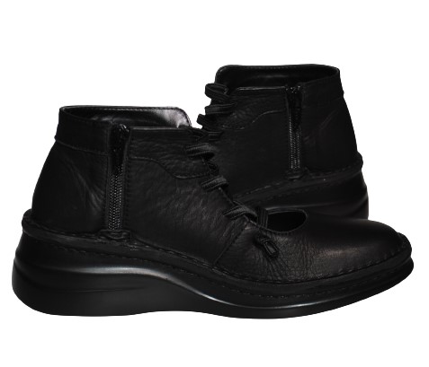 【靴のHOSHIKAWA】  『SPORTS NINE 84203』 スポーツナイン ショートブーツ 22cm〜24.5cm レディース ブラック ショート丈 サイドファスナー スムースレザー 本革 国産