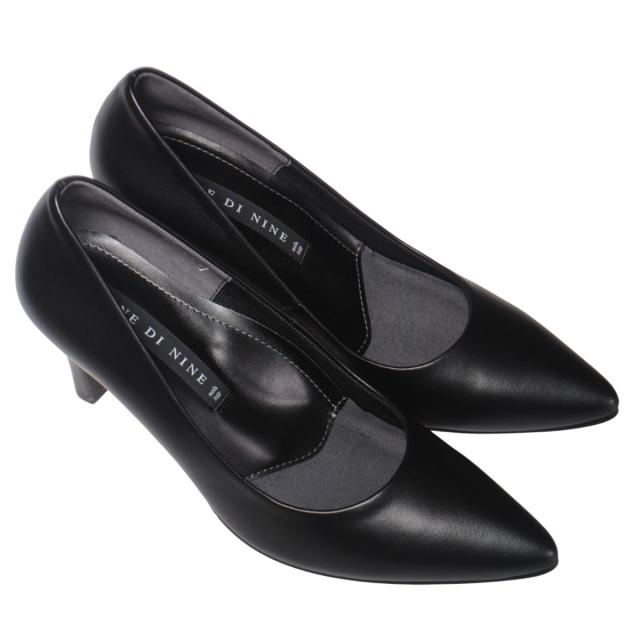 【靴のHOSHIKAWA】  『NINE DI NINE 8520』 ナインディナイン パンプス 21.5cm〜25cm EEE ブラック レディース ヒール カジュアル ビジネス 本革 国産