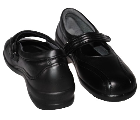 【靴のHOSHIKAWA】  『BON STEP 2874』 ボンステップ コンフォートパンプス 22cm〜24.5cm EEEE マジックテープ ブラック 外反母趾 幅が広い 国産 牛革 撥水