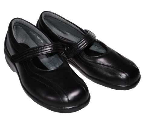 【靴のHOSHIKAWA】  『BON STEP 2874』 ボンステップ コンフォートパンプス 22cm〜24.5cm EEEE マジックテープ ブラック 外反母趾 幅が広い 国産 牛革 撥水