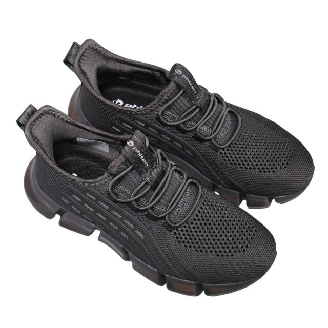 【靴のHOSHIKAWA】  『phiten PHL-003』 ファイテン スニーカー 22.5cm〜25cm レディース 手を使わない ゴムレース スリッポン Dグレー ストレッチ 合皮 疲れない 軽量