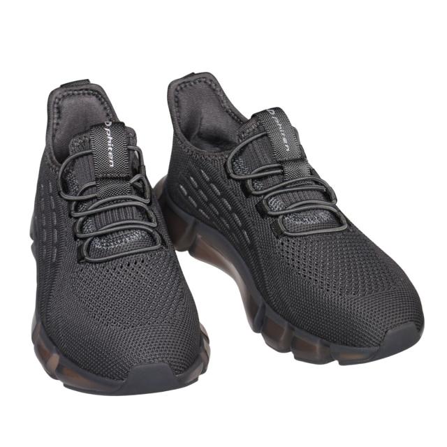 【靴のHOSHIKAWA】  『phiten PHL-003』 ファイテン スニーカー 22.5cm〜25cm レディース 手を使わない ゴムレース スリッポン Dグレー ストレッチ 合皮 疲れない 軽量