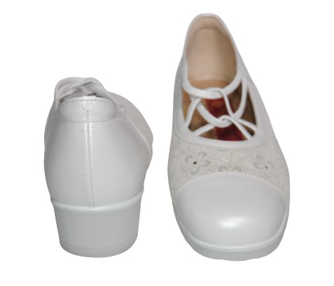 【靴のHOSHIKAWA】  『SALON DE GRES 13687』 サロンドグレー バレエシューズ 21.5cm〜25cm EEEE レディース アイボリー パンプス ウェッジソール 牛革 国産