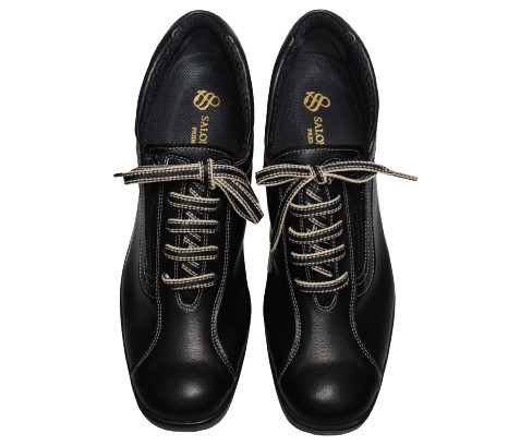 【靴のHOSHIKAWA】  『SALON DE GRES 18455』 サロンドグレー ウェッジソールシューズ 21.5cm〜25cm EEEE レースアップ ブラック 日本製 本革
