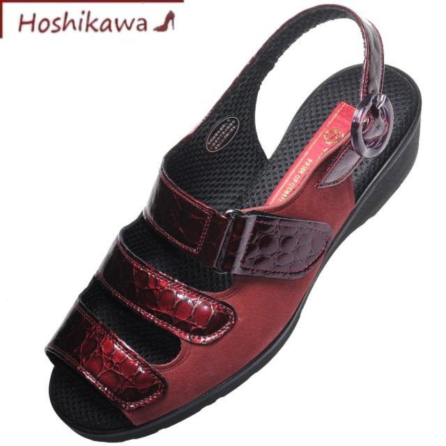 【靴のHOSHIKAWA】  『SALON DE GRES SL368』 サロンドグレー サンダル 21.5cm〜25cm EEEE レディース ワイン コンフォート 前開き 国産 本革