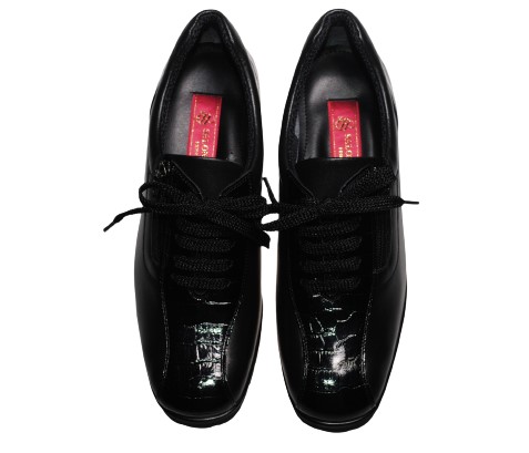 【靴のHOSHIKAWA】  『SALON DE GRES 18644』 21.5cm〜25cm EEEE サロンドグレー コンフォートシューズ ブラック エナメル型押し 日本製 本革 幅広