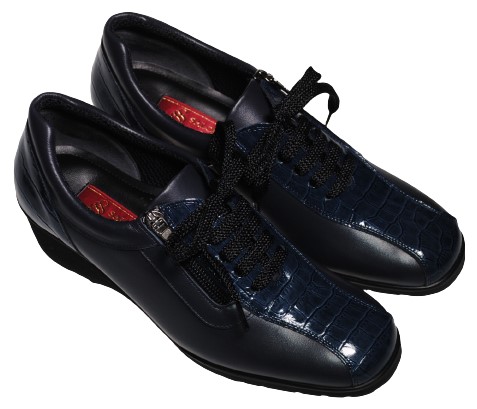 【靴のHOSHIKAWA】  『SALON DE GRES 18644』 21.5cm〜25cm EEEE サロンドグレー コンフォートシューズ ネイビー エナメル型押し 日本製 本革 幅広