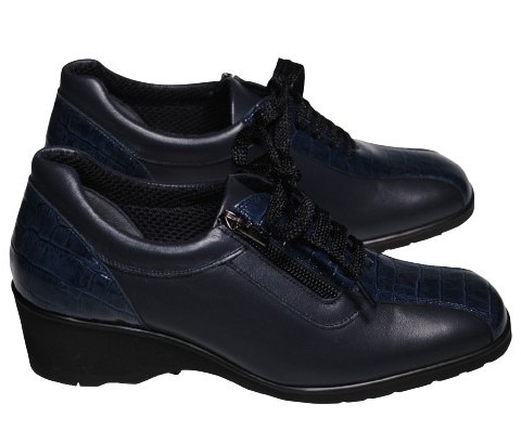 【靴のHOSHIKAWA】  『SALON DE GRES 18644』 21.5cm〜25cm EEEE サロンドグレー コンフォートシューズ ネイビー エナメル型押し 日本製 本革 幅広