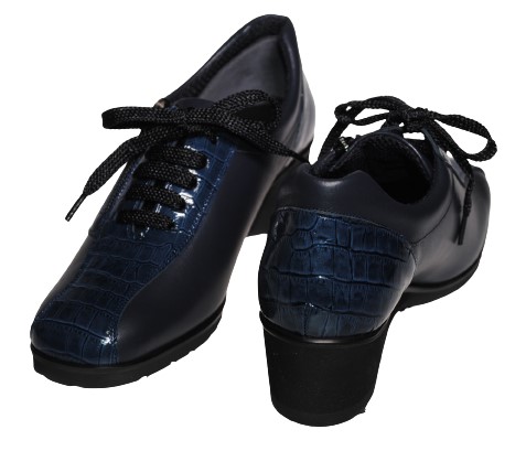 【靴のHOSHIKAWA】  『SALON DE GRES 18644』 21.5cm〜25cm EEEE サロンドグレー コンフォートシューズ ネイビー エナメル型押し 日本製 本革 幅広