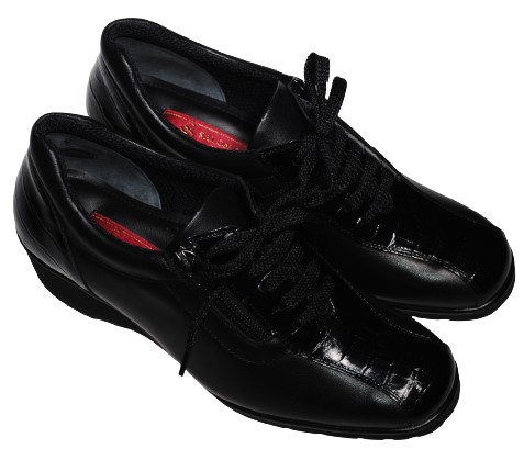 【靴のHOSHIKAWA】  『SALON DE GRES 18644』 21.5cm〜25cm EEEE サロンドグレー コンフォートシューズ ブラック エナメル型押し 日本製 本革 幅広