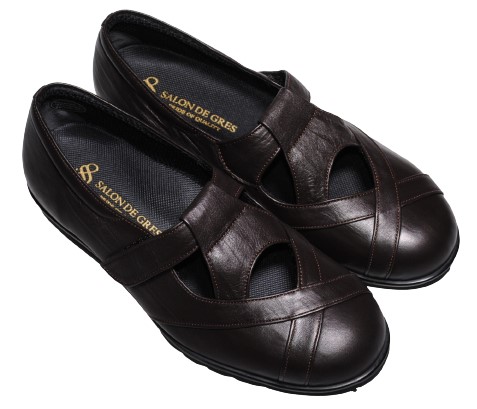 【靴のHOSHIKAWA】  『SALON DE GRES 5065』 サロンドグレー コンフォートシューズ 21.5cm〜25cm EEEEE レディース マジックテープ 日本製 牛革