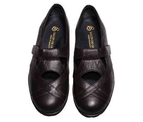 【靴のHOSHIKAWA】  『SALON DE GRES 5065』 サロンドグレー コンフォートシューズ 21.5cm〜25cm EEEEE レディース マジックテープ 日本製 牛革