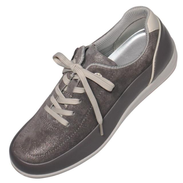 【靴のHOSHIKAWA】  『SPORTH 0215』 スポルス レースアップ 22cm〜24.5cm EEE コンフォート チャコール 内側ファスナー ウェッジソール 牛革 低反発ソール