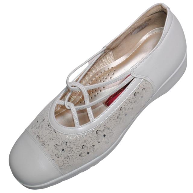 【靴のHOSHIKAWA】  『SALON DE GRES 13687』 サロンドグレー バレエシューズ 21.5cm〜25cm EEEE レディース アイボリー パンプス ウェッジソール 牛革 国産