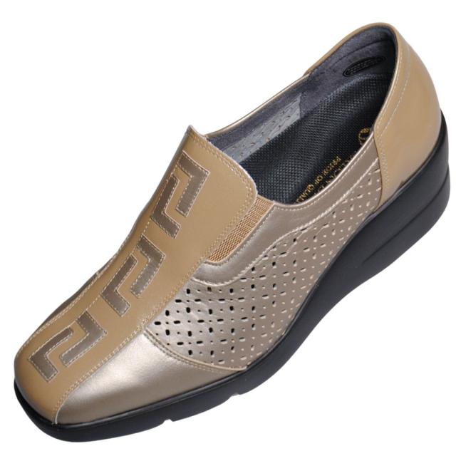 【靴のHOSHIKAWA】  『SALON DE GRES 18582』 サロンドグレー スリッポン 21.5cm〜25cm EEEE シルバー レディース 国産 本革 外反母趾 コンフォート