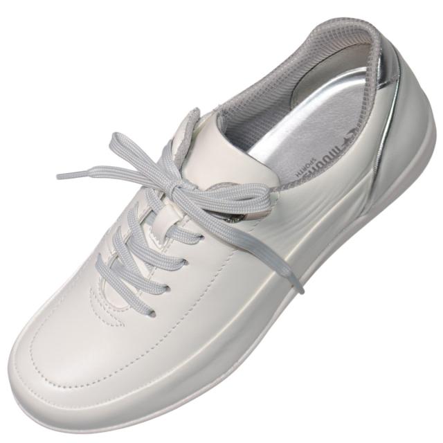 【靴のHOSHIKAWA】  『SPORTH 0215』 スポルス レースアップ 22cm〜24.5cm EEE コンフォート ホワイト 内側ファスナー ウェッジソール 牛革 低反発ソール