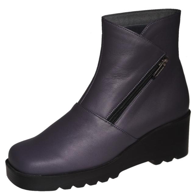 【靴のHOSHIKAWA】  『Dona Miss 22524』 21.5cm〜24.5cm EEE ドナミス ミドルブーツ レディース パープル サイドファスナー 厚底 国産 本革 秋冬