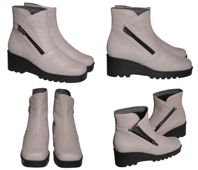 【靴のHOSHIKAWA】  『Dona Miss 22524』 21.5cm〜24.5cm EEE ドナミス ミドルブーツ レディース パープル サイドファスナー 厚底 国産 本革 秋冬