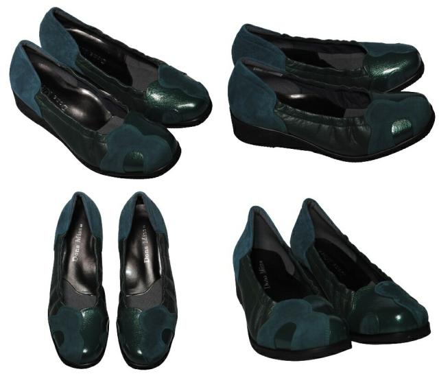 【靴のHOSHIKAWA】  『Dona Miss 30』 ドナミス パンプス 21.5cm〜24.5cm EEEE グリーン ウェッジヒール カジュアル 幅が広い エナメル スウェード 本革 日本製