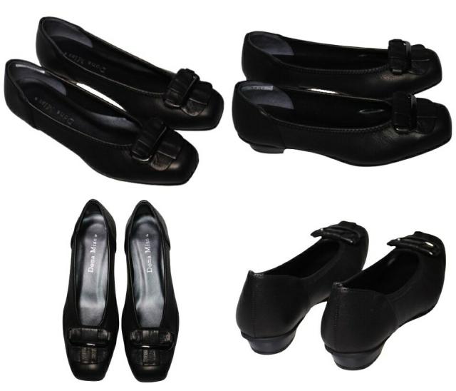 【靴のHOSHIKAWA】  『Dona Miss 3037』 21.5cm〜25cm EEE ドナミス パンプス レディース ライトグレー バックル ローヒール 国産 本革 秋冬