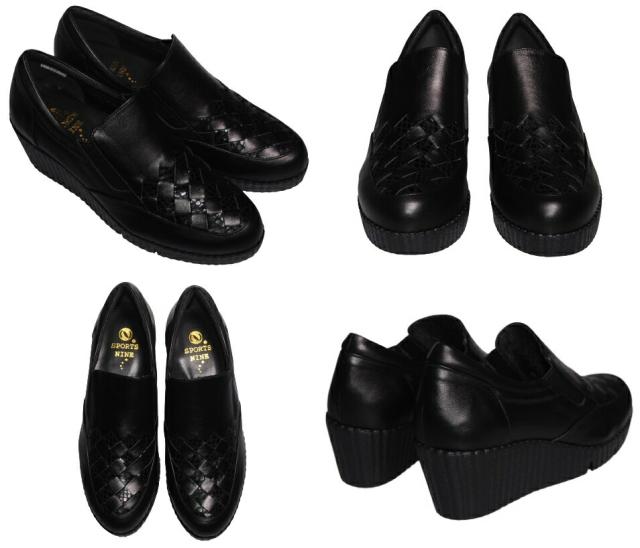 【靴のHOSHIKAWA】  『SPORTS NINE 308』 スポーツナイン スリッポン 21.5cm〜24.5cm EEE ワイン レディース 日本製 本革 厚底 軽い