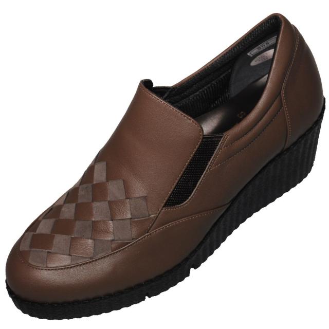 【靴のHOSHIKAWA】  『SPORTS NINE 308』 スポーツナイン スリッポン 21.5cm〜24.5cm EEE ワイン レディース 日本製 本革 厚底 軽い