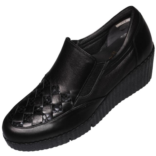 【靴のHOSHIKAWA】  『SPORTS NINE 308』 スポーツナイン スリッポン 21.5cm〜24.5cm EEE ワイン レディース 日本製 本革 厚底 軽い