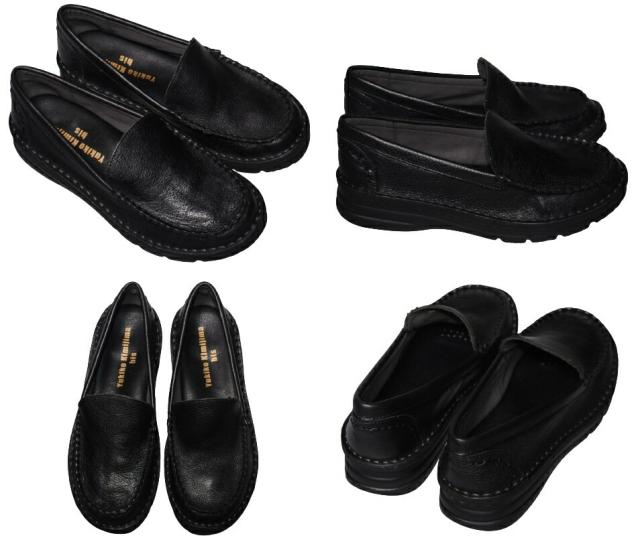 【靴のHOSHIKAWA】  『Yukiko Kimijima 3746』 キミジマユキコ レザースニーカー 22cm〜24.5cm EEEE ブラック レディース スリッポン ゴム紐 本革 カジュアル