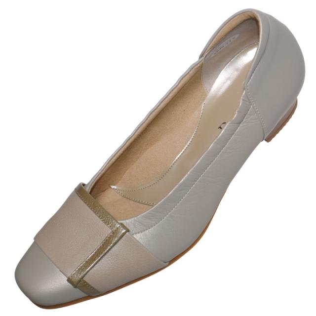 【靴のHOSHIKAWA】 Dona Miss 5830 22糎〜25糎 EEE ドナミス パンプス レディース Nベージュ バックル 置き目踵 エナメル 商行為 国産 本革 秋冬