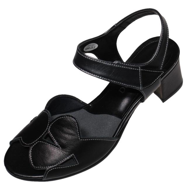 【靴のHOSHIKAWA】  『Dona Miss 6044』 ドナミス バックバンドサンダル 21.5cm〜24.5cm EEE ブラック レディース ヒール マジックテープ 国産 本革 春夏