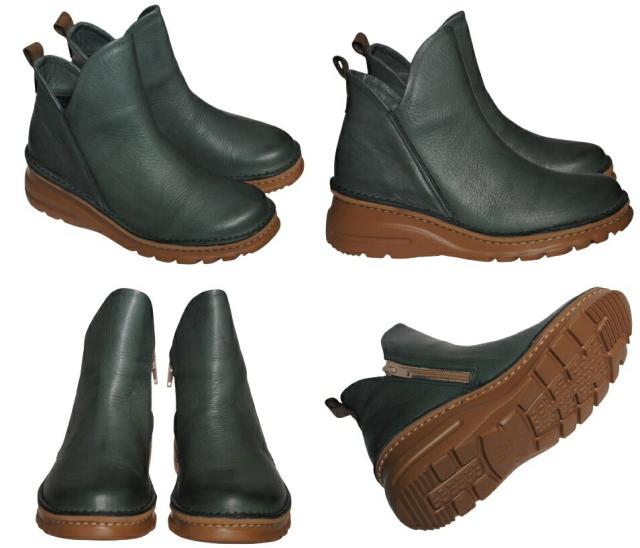 【靴のHOSHIKAWA】  『A-OK 7058』 エーオーケー ブーティー 21.5cm〜25cm EEEE ネイビー レディース 内ファスナー ショート丈 国産 軽量 秋冬