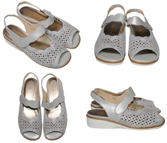 【靴のHOSHIKAWA】  『MODE NINE 7394』 モードナイン サンダル 21.5cm〜25cm EEEE アイボリー スクエアトゥ フラット底 防滑 本革 日本製