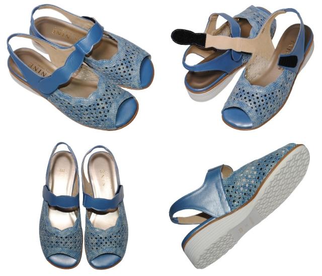 【靴のHOSHIKAWA】  『MODE NINE 7394』 モードナイン サンダル 21.5cm〜25cm EEEE アイボリー スクエアトゥ フラット底 防滑 本革 日本製