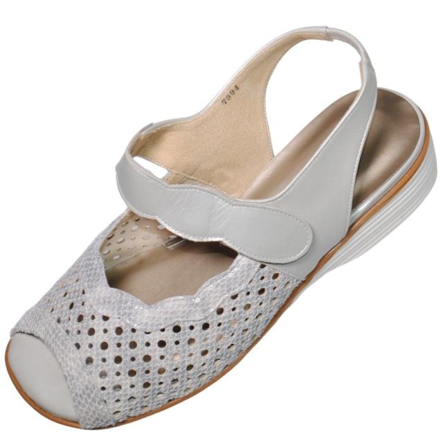 【靴のHOSHIKAWA】  『MODE NINE 7394』 モードナイン サンダル 21.5cm〜25cm EEEE アイボリー スクエアトゥ フラット底 防滑 本革 日本製