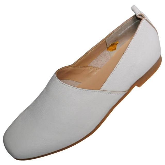 【靴のHOSHIKAWA】  『Dona Miss 8308RT』 22.5cm〜24.5cm EEE ドナミス スポックシューズ レディース ホワイト スリッポン フラット 日本製 本革 秋冬