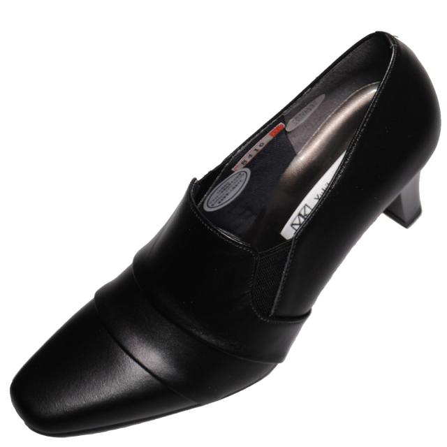 【靴のHOSHIKAWA】  『Yukiko Kimijima 8410』 ユキコキミジマ ブラック 22cm〜24.5cm EEE パンプス レディース ローヒール フォーマル ビジネス 冠婚葬祭 日本製 牛革