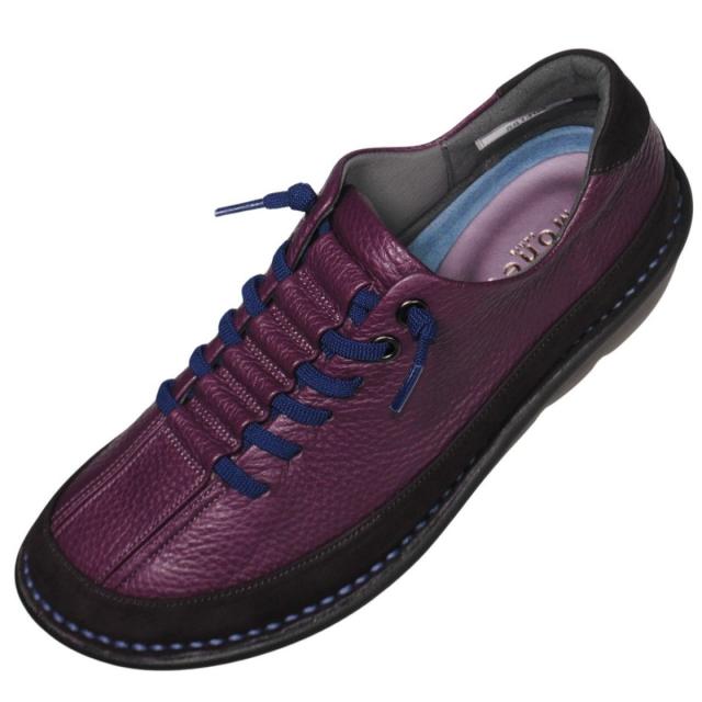 【靴のHOSHIKAWA】  『MONET 881404』 モネ レザーシューズ 21.5cm〜24.5cm EEEE パープル/C レディース ラバーレース スリッポン 本革 国産 幅広 春夏