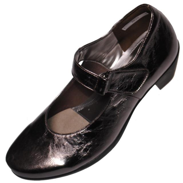 【靴のHOSHIKAWA】  『Casual Monet 8820』 カジュアルモネ パンプス 21.5cm〜24.5cm EEE アルジェント レディース マジックテープ ローヒール 日本製 本革