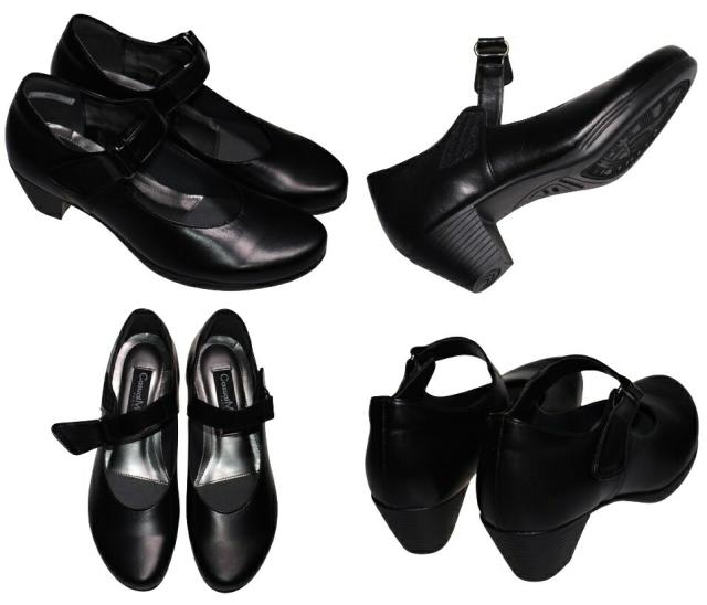 【靴のHOSHIKAWA】  『Casual Monet 8820』 カジュアルモネ パンプス 21.5cm〜24.5cm EEE クロスムース レディース マジックテープ ローヒール 日本製 本革