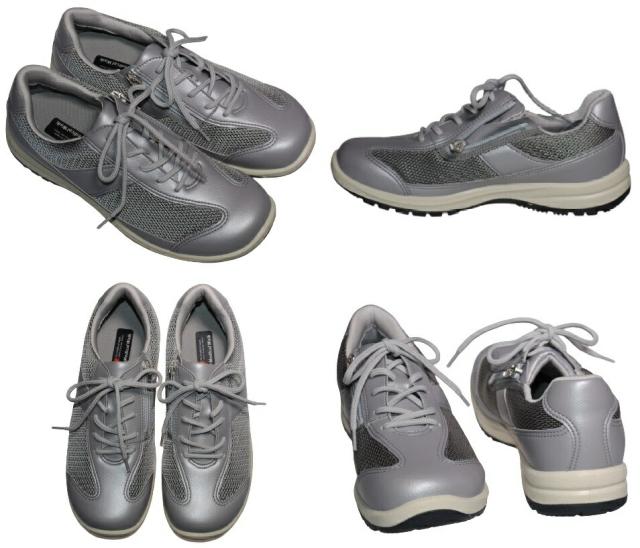 【靴のHOSHIKAWA】  『Medical Walk L030』 アサヒ メディカルウォーク 21.5cm〜25cm EEEE レディース シルバー カジュアルシューズ レースアップ 天然皮革 日本製