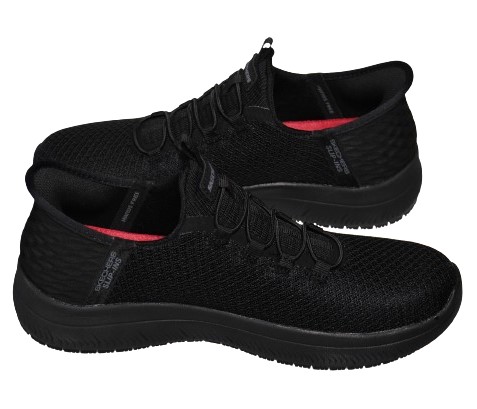 【靴のHOSHIKAWA】  『SKECHERS SPORTL 108144』 22cm〜26.5cm レディース スリップインズ ワーク サミッツ スニーカー ブラック 運動靴 合皮 軽量