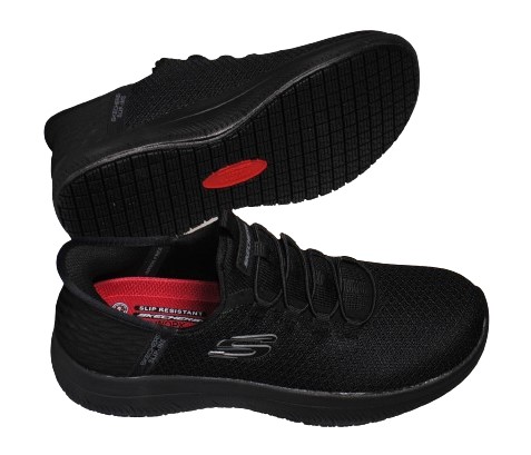 【靴のHOSHIKAWA】  『SKECHERS SPORTL 108144』 22cm〜26.5cm レディース スリップインズ ワーク サミッツ スニーカー ブラック 運動靴 合皮 軽量