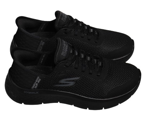 【靴のHOSHIKAWA】  『SKECHERS SPORTL 124836』 22cm〜26.5cm レディース スケッチャーズ スリップイン GO WALK スニーカー ブラック 運動靴 洗える 合皮 軽量