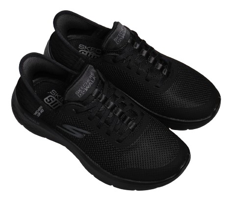 【靴のHOSHIKAWA】  『SKECHERS SPORTL 124836』 22cm〜26.5cm レディース スケッチャーズ スリップイン GO WALK スニーカー ブラック 運動靴 洗える 合皮 軽量