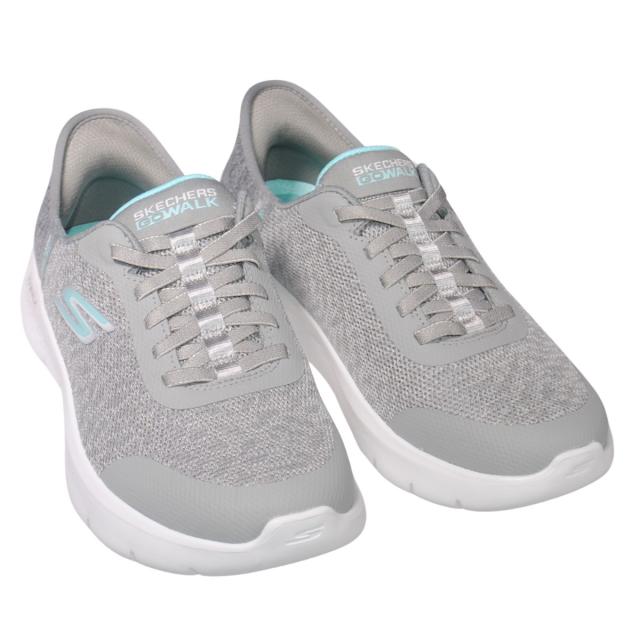 【靴のHOSHIKAWA】  『SKECHERS SPORTL 124842W』 スケッチャーズ スニーカー 22.5cm〜26cm レディース GO WALK FLEX 運動靴 スリッポン ストレッチレース グレー 合皮 軽量