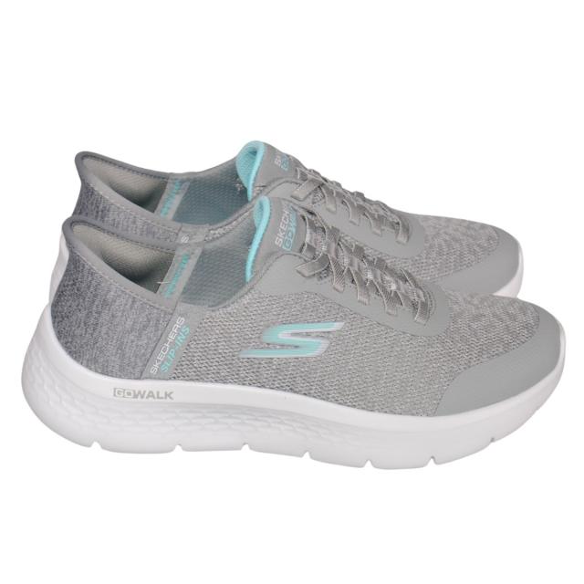【靴のHOSHIKAWA】  『SKECHERS SPORTL 124842W』 スケッチャーズ スニーカー 22.5cm〜26cm レディース GO WALK FLEX 運動靴 スリッポン ストレッチレース グレー 合皮 軽量