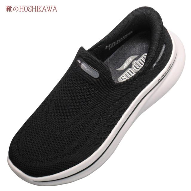 【靴のHOSHIKAWA】  『SKECHERS SPORTL 125843』 スケッチャーズ スニーカー 22.5cm〜26cm レディース GO WALK ARCH FIT スリッポン ストレッチ ブラック 合皮 軽量